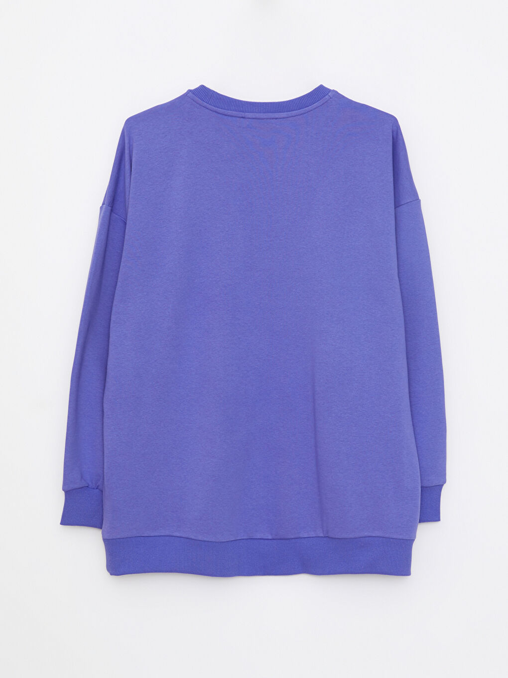 Mor Bisiklet Yaka Baskılı Uzun Kollu Kadın Sweatshirt-6