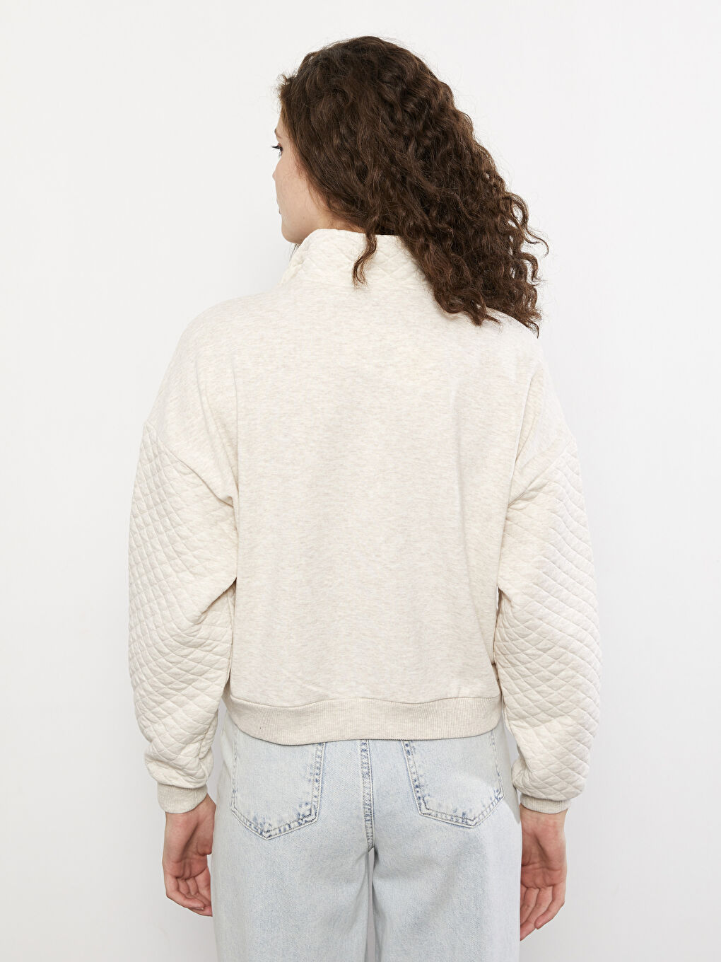 LCW Vision Dik Yaka Kendinden Desenli Uzun Kollu Kadın Sweatshirt -W26789Z8-L8T