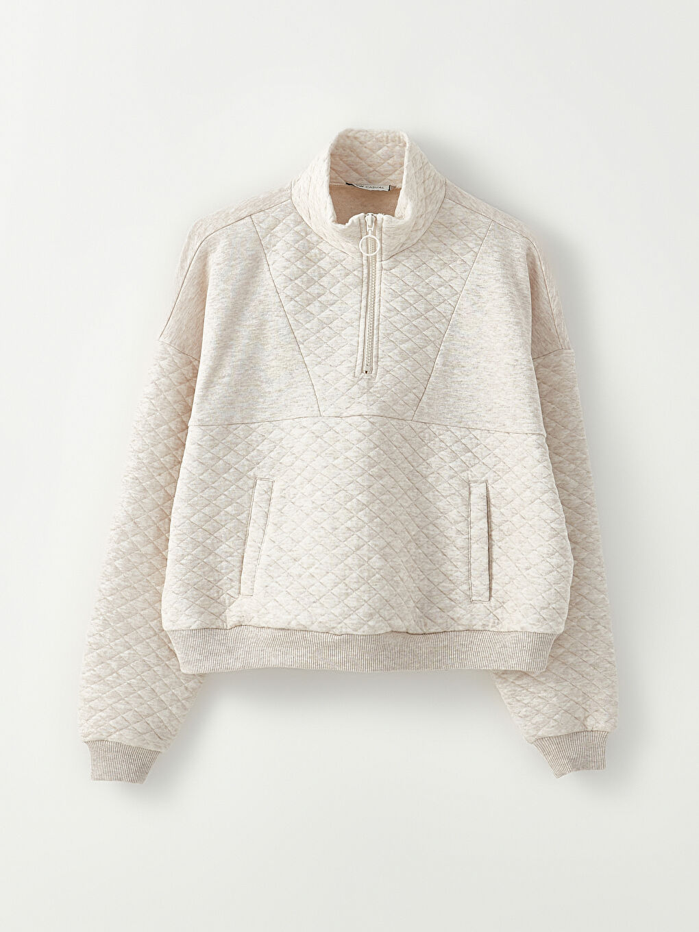 LCW Vision Dik Yaka Kendinden Desenli Uzun Kollu Kadın Sweatshirt -W26789Z8-L8T
