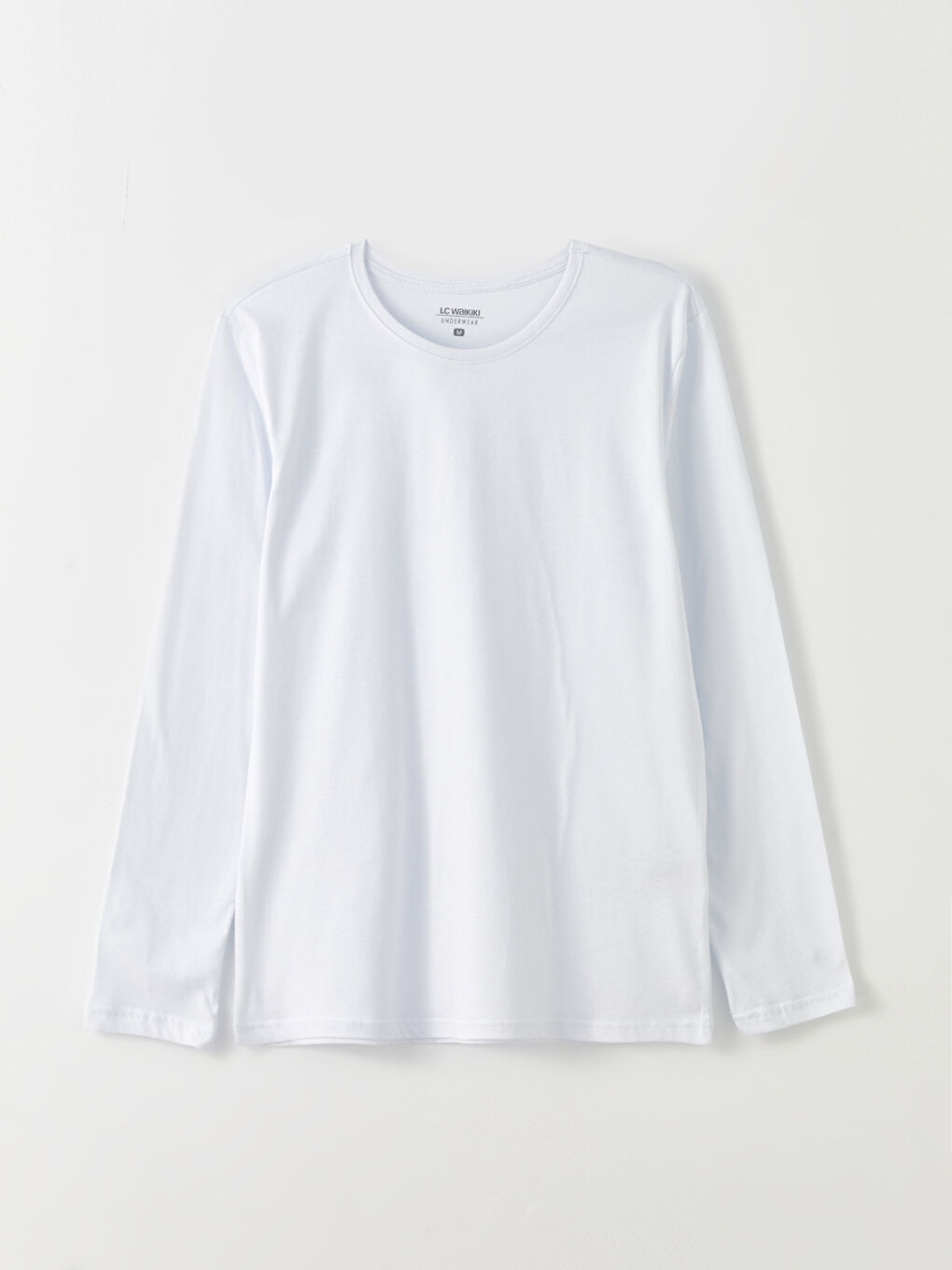 Beyaz Bisiklet Yaka Uzun Kollu Erkek Atlet-5