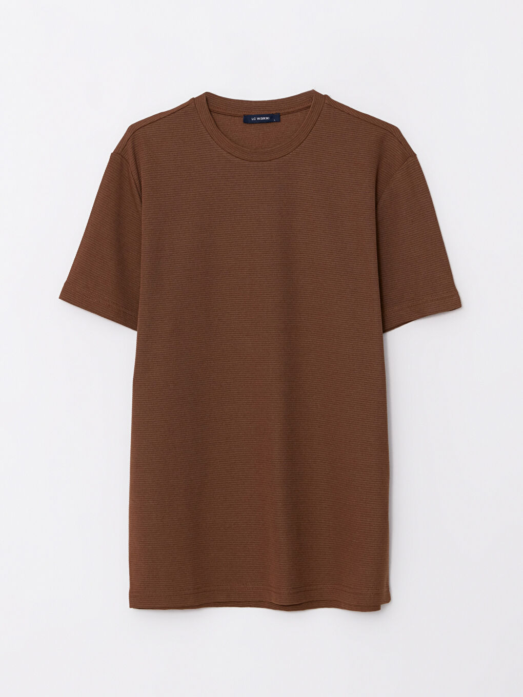 Kahverengi Bisiklet Yaka Kısa Kollu Erkek Tişört-5