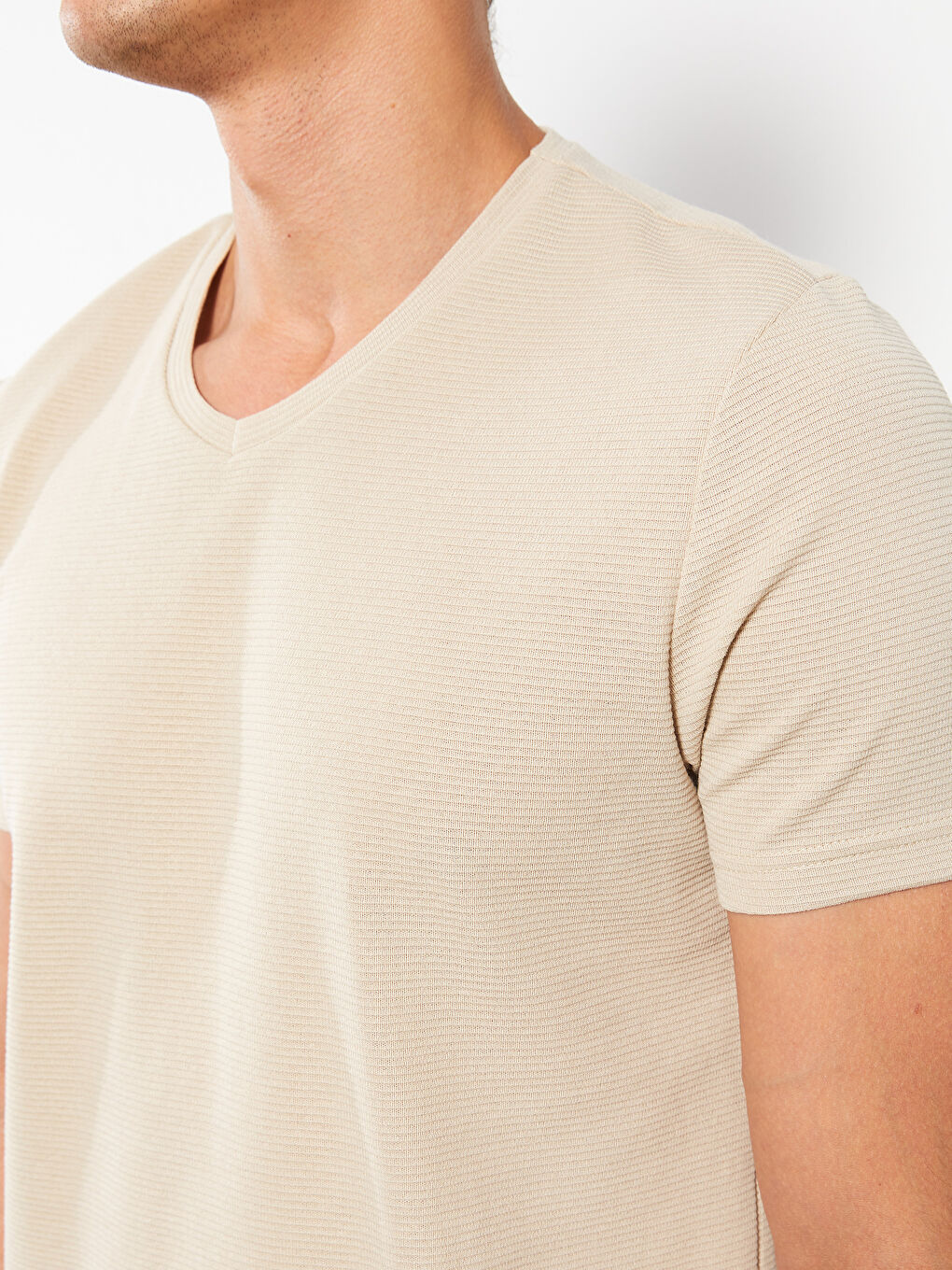 V Neck Short Sleeve Men's T-Shirt-3