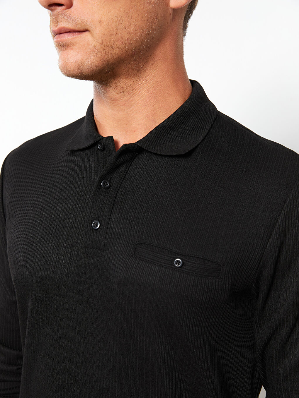 Мужская футболка-поло с длинным рукавом-3