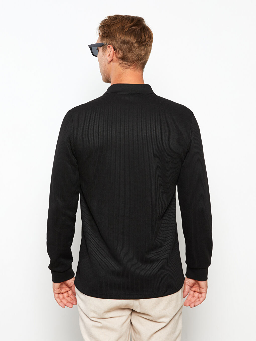 Мужская футболка-поло с длинным рукавом-4