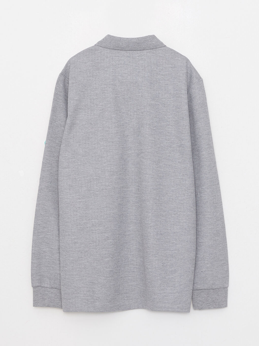 Gri Polo Yaka Uzun Kollu Erkek Tişört-6