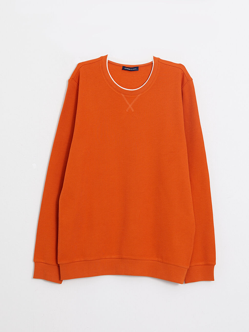 Turuncu Bisiklet Yaka Uzun Kollu Erkek Sweatshirt-5