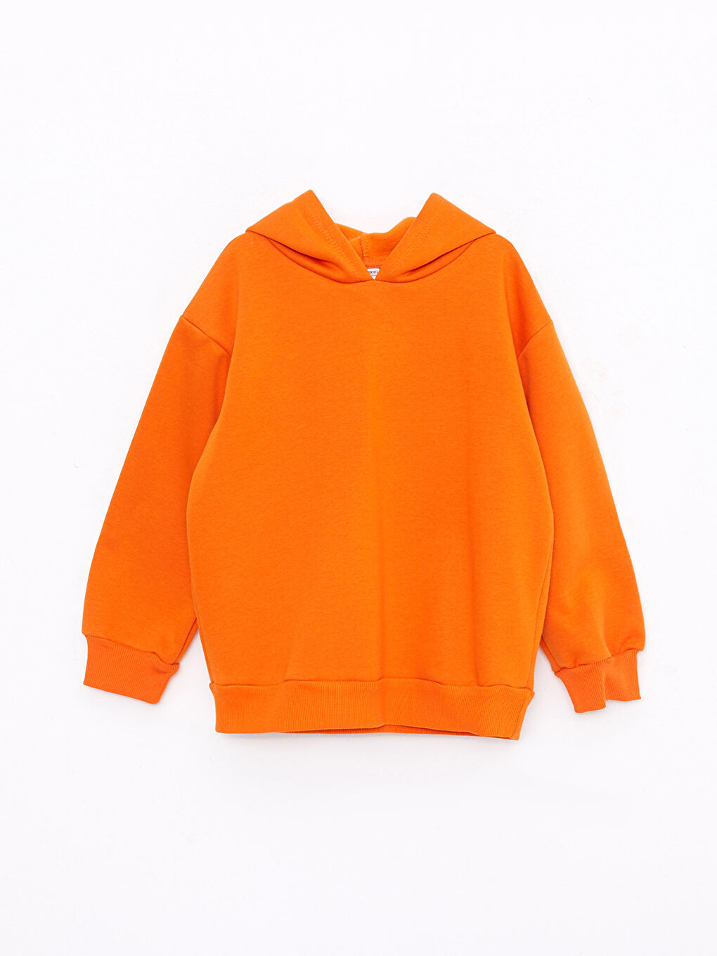 Turuncu Kapüşonlu Basic Uzun Kollu Kız Çocuk Sweatshirt