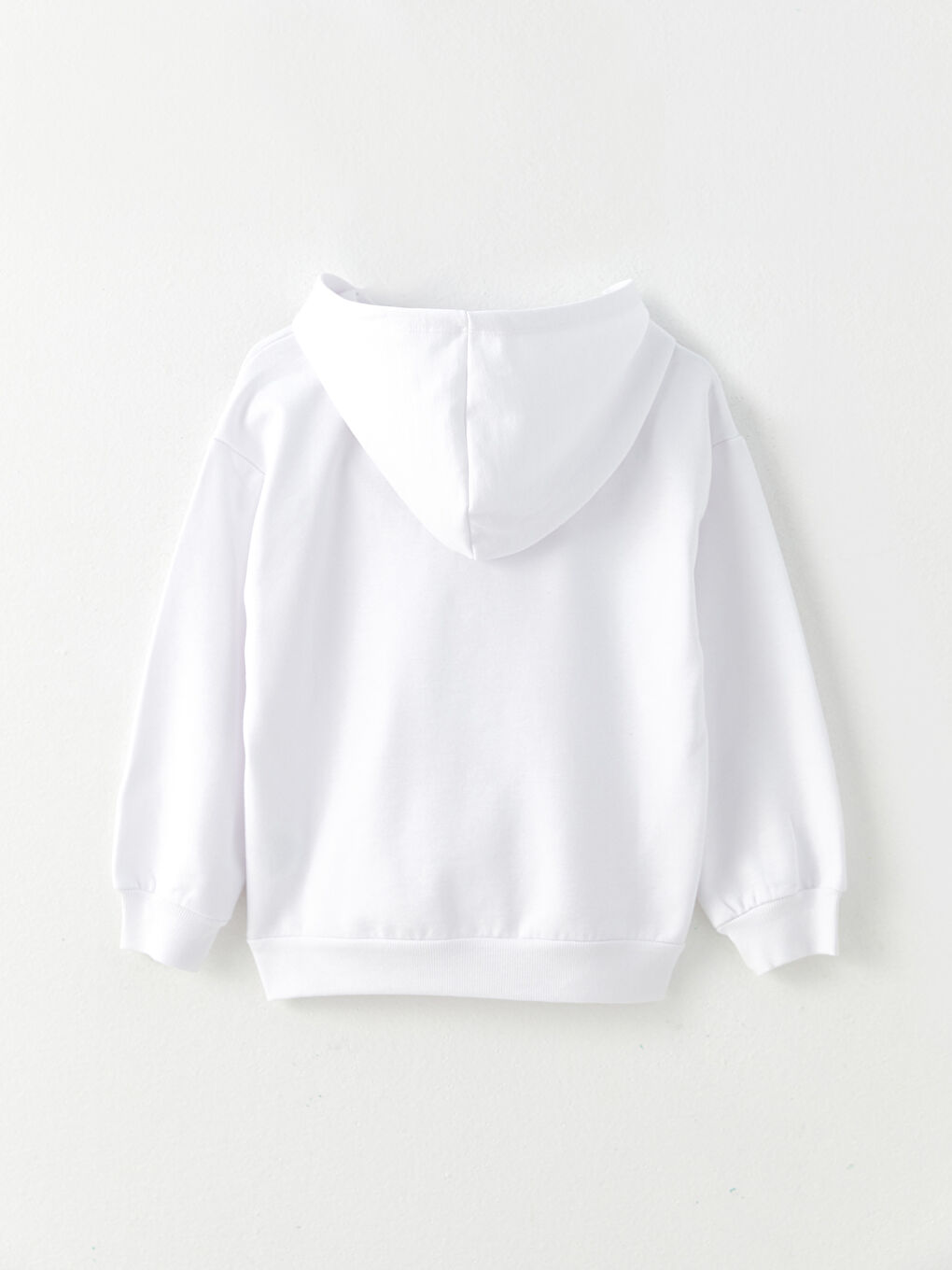 Beyaz Kapüşonlu Basic Uzun Kollu Kız Çocuk Sweatshirt-1