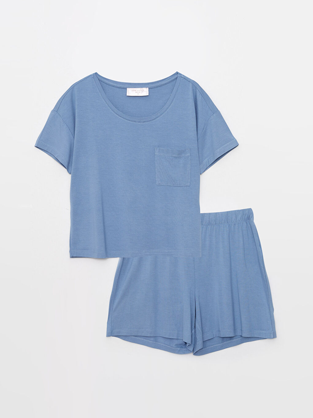 Petite Crew Neck Plain Short Sleeve Women's Pyjama Set-5