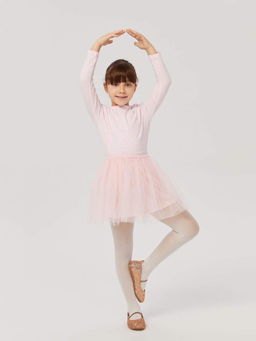 Ekru Kız Çocuk Bale Çorabı-1