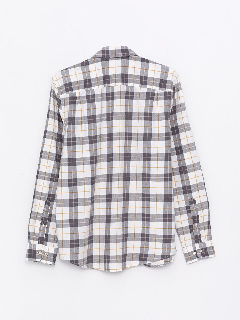 Gri Regular Fit Uzun Kollu Ekose Gabardin Erkek Gömlek-6