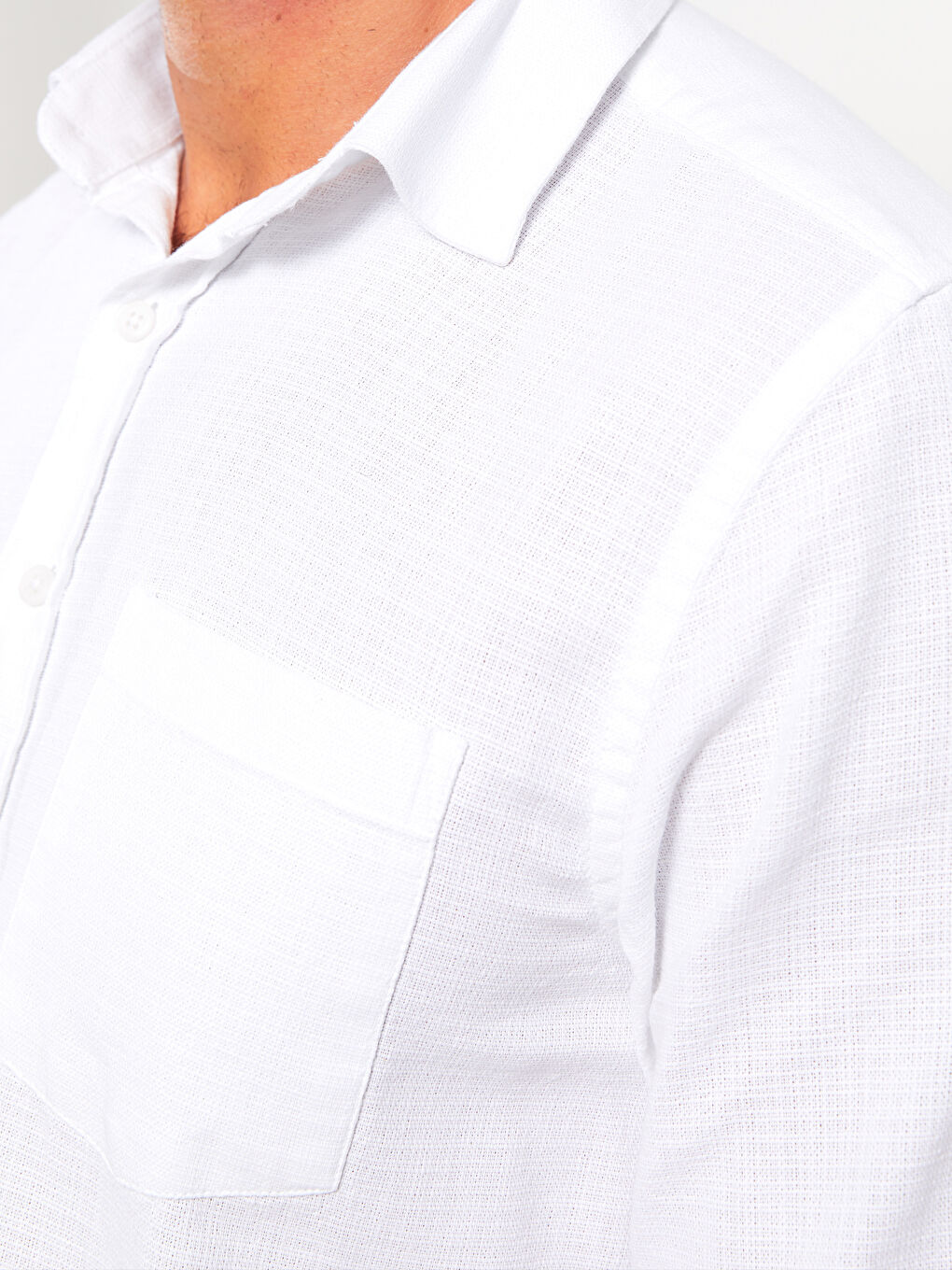 Beyaz Regular Fit Uzun Kollu Erkek Poplin Gömlek-3