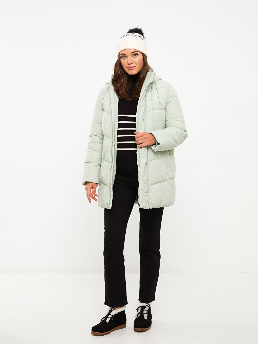 LCWAIKIKI Maternity Hooded Collar Regular Long Sleeve Maternity Coat -W26898Z8-S8X