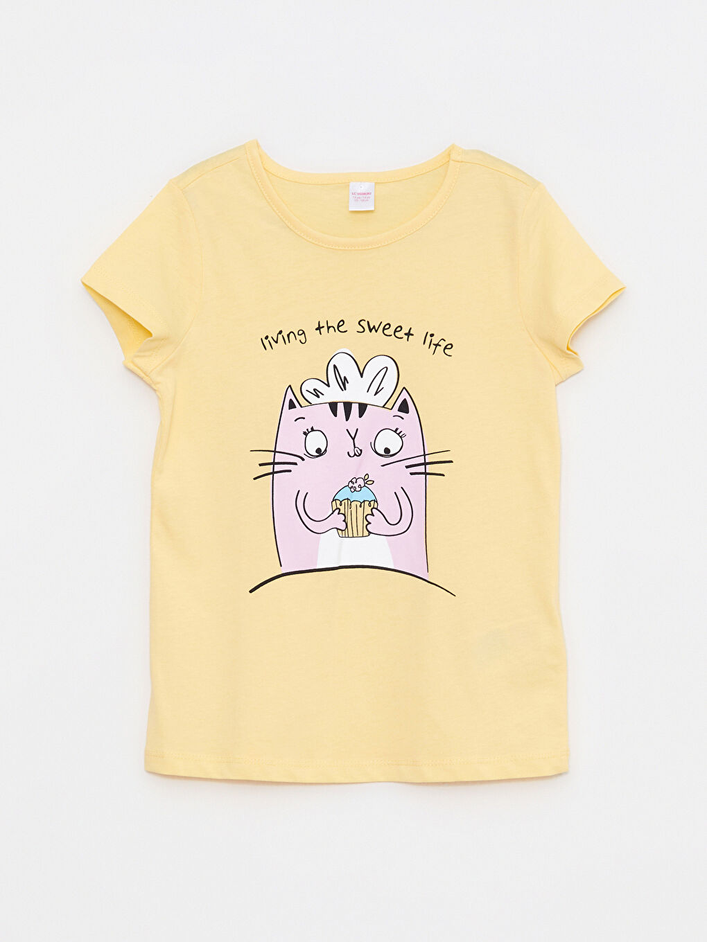 Sarı Bisiklet Yaka Baskılı Kısa Kollu Kız Çocuk Pijama Takımı-2