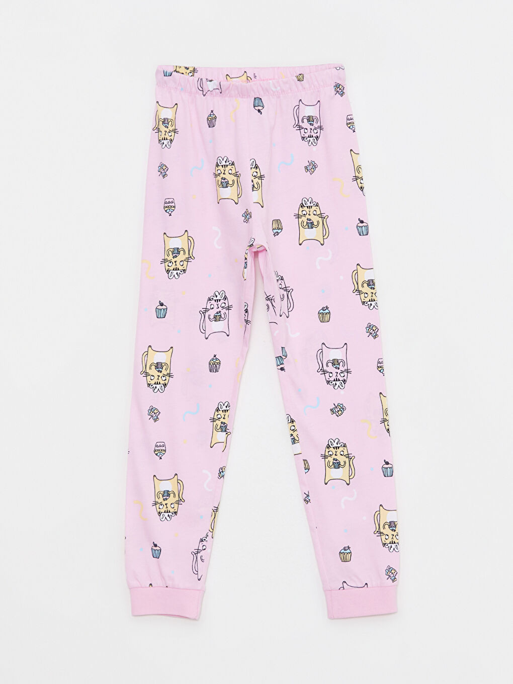 Sarı Bisiklet Yaka Baskılı Kısa Kollu Kız Çocuk Pijama Takımı-3