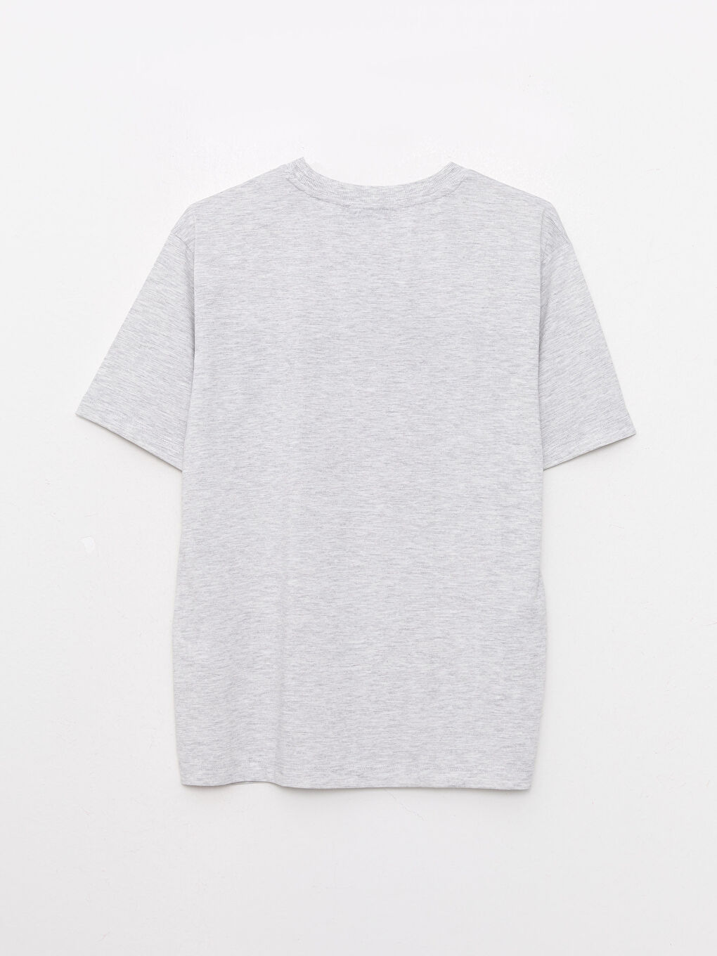 Gri Bisiklet Yaka Baskılı Kısa Kollu Kadın Tişört-7