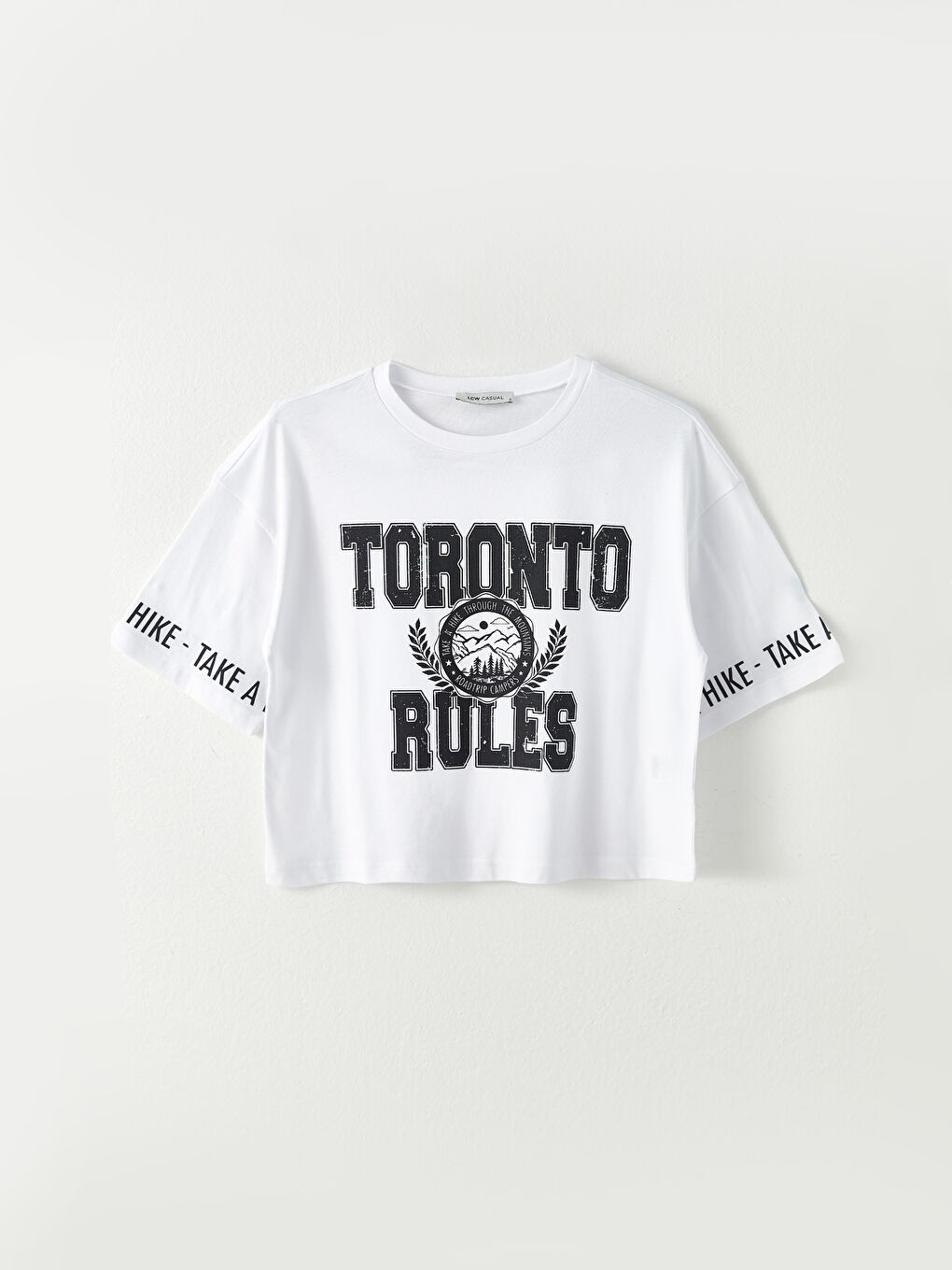 Crew Neck Printed Short Sleeve Women's Crop Top-4