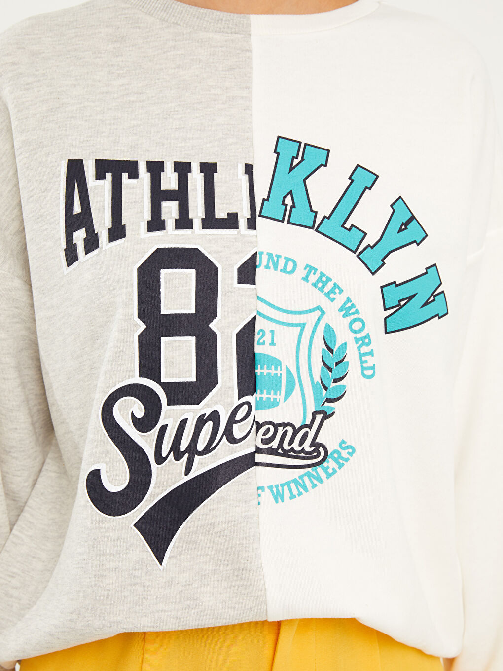 Sweat-Shirt Pour Femmes À Manches Longues Et Col Rond Avec Bloc De Couleurs-3