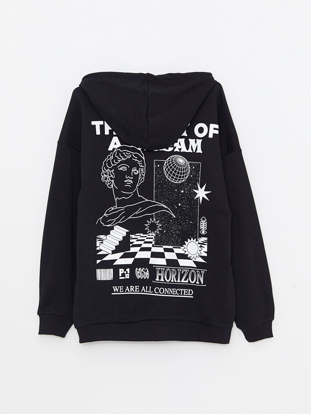 LCW Vision Siyah Kapüşonlu Baskılı Uzun Kollu Kadın Sweatshirt - 5