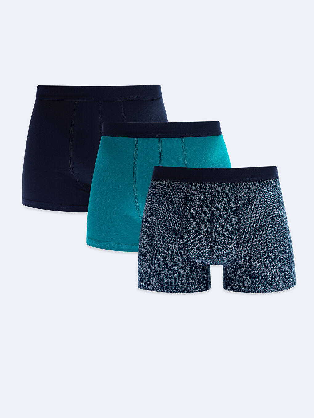 Lacivert Standart Kalıp Pamuklu Esnek Erkek Boxer 3'lü