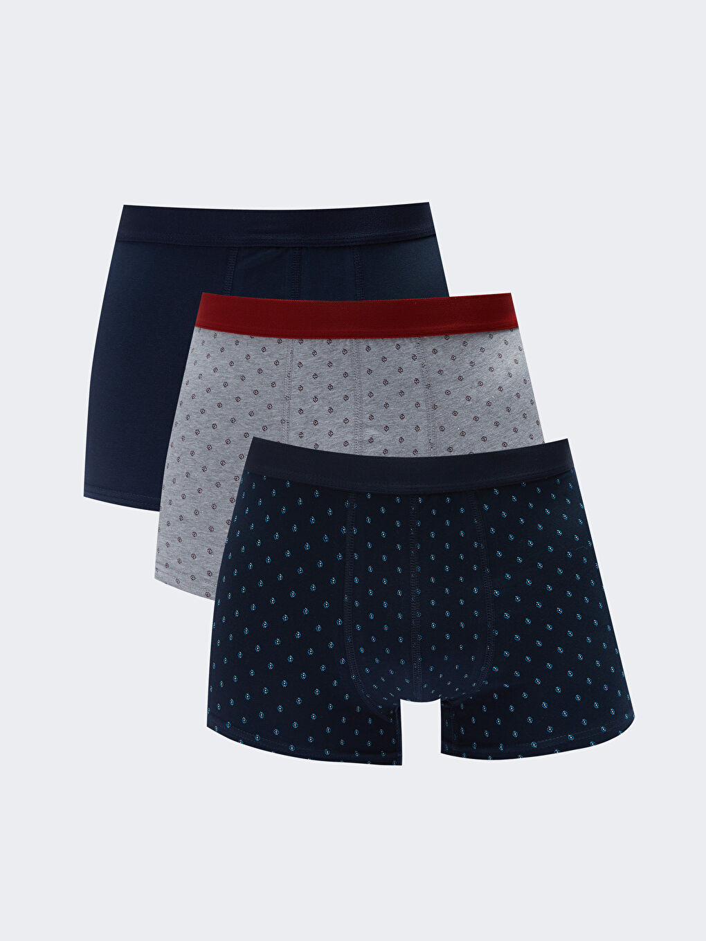 سراويل بوكسر قطن مطاطي بقصة عادية للرجال - ٣ قطع