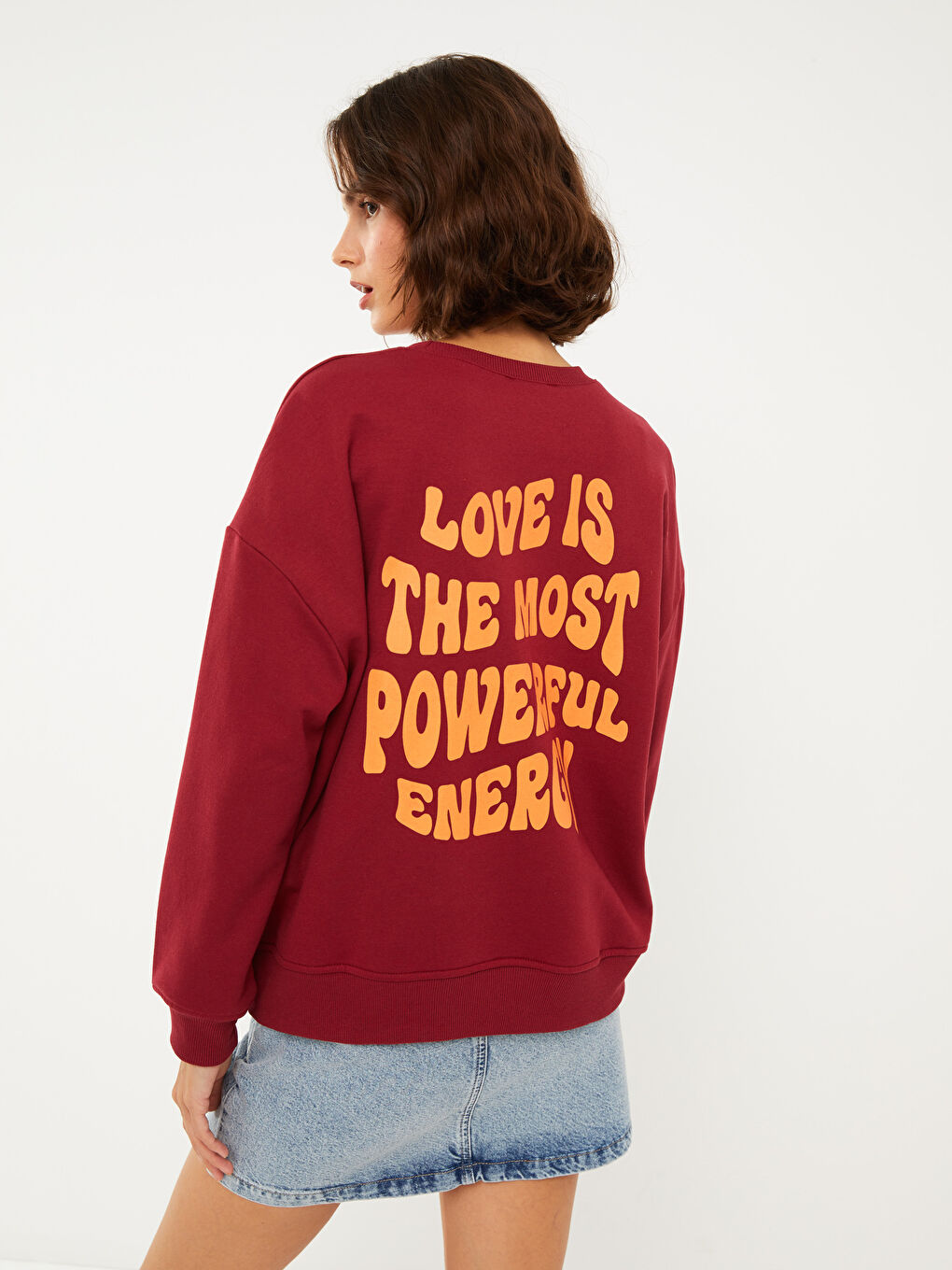 LCW Vision Crew Neck Printed Long Sleeve Women's Sweatshirt -W26983Z8-HHF