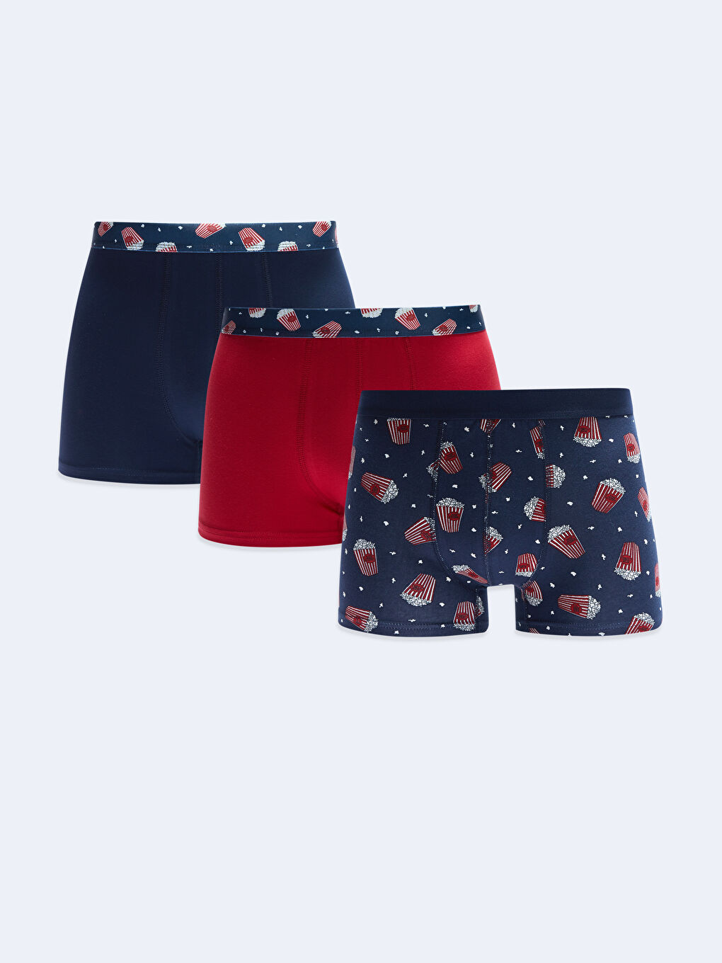Lacivert Standart Kalıp Pamuklu Esnek Erkek Boxer 3'lü