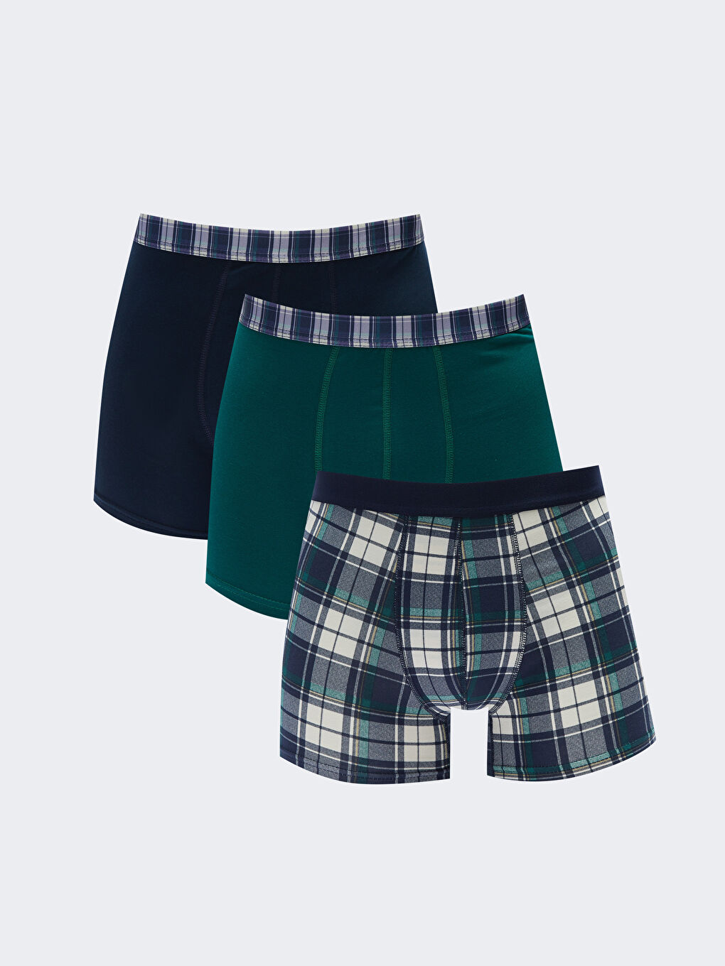 Lacivert Standart Kalıp Pamuklu Esnek Erkek Boxer 3'lü