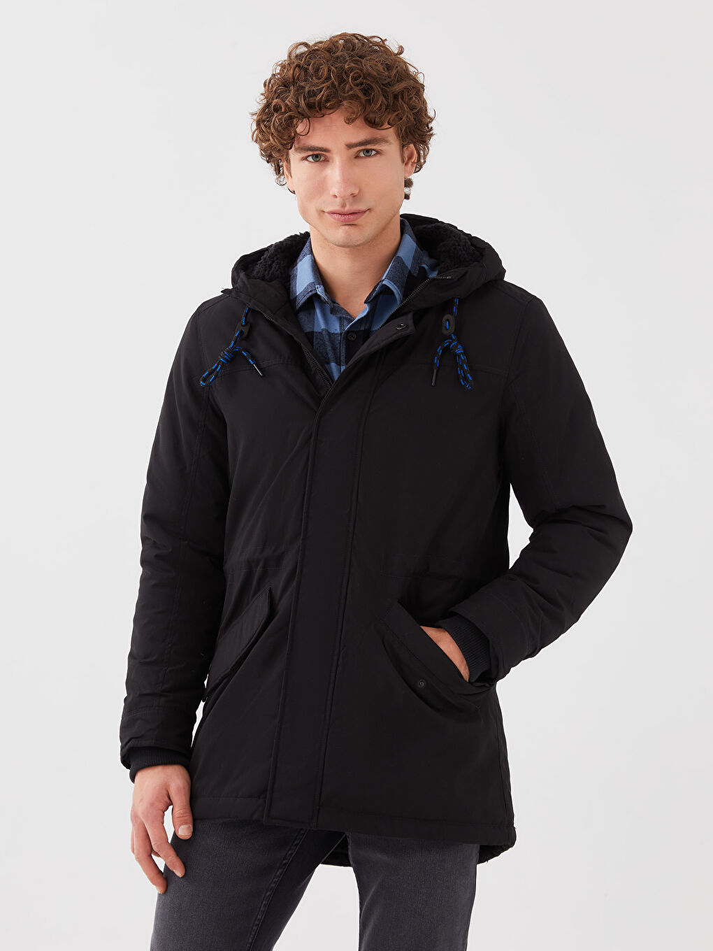 Regular Fit Hooded Men's Parka-1