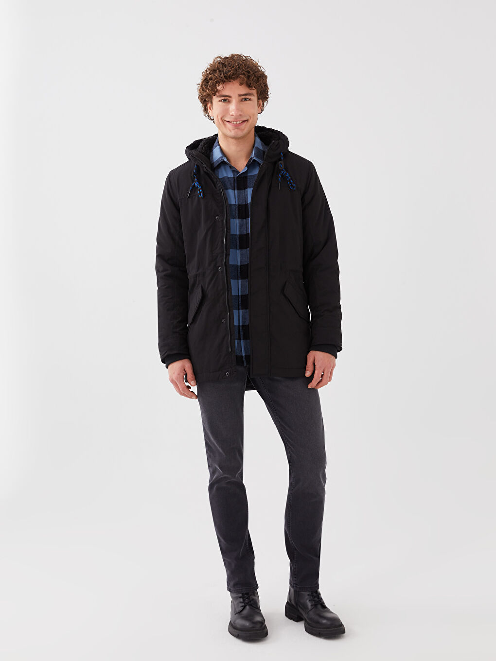 Regular Fit Hooded Men's Parka-2