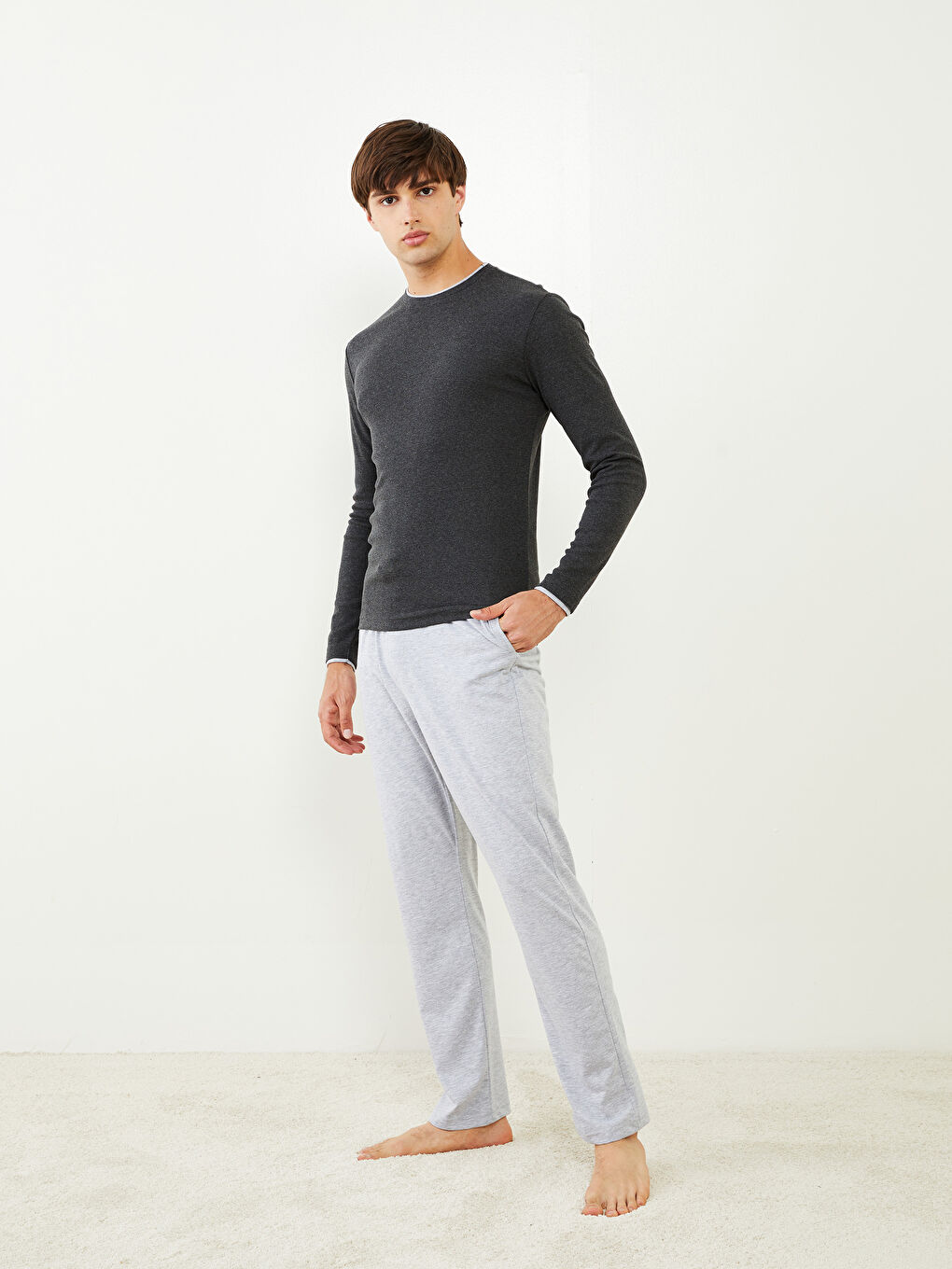Gri Standart Kalıp Erkek Pijama Alt-1