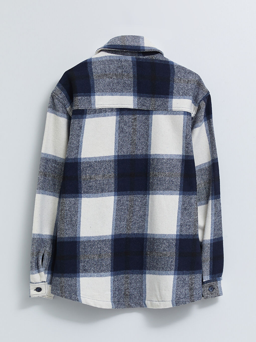 Lacivert Standart Kalıp Ceket Yaka Ekose Erkek Mont-6