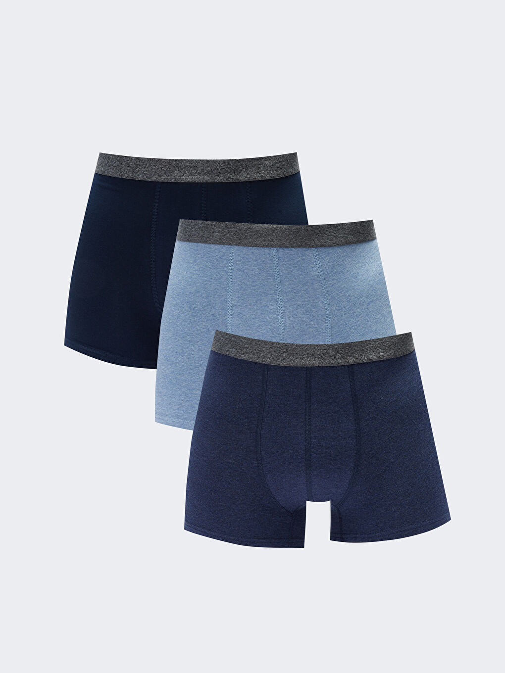 Mavi Standart Kalıp Pamuklu Esnek Erkek Boxer 3'lü