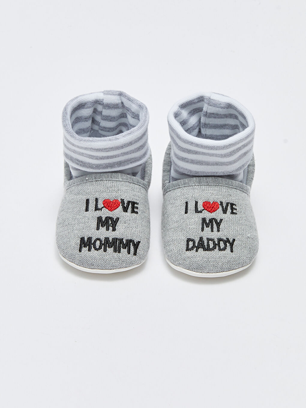 Gri Nakışlı Çoraplı Erkek Bebek Yürüme Öncesi Ayakkabı-2