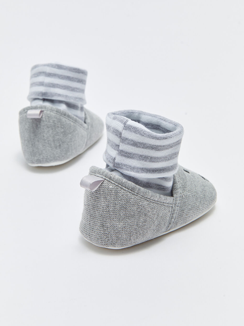 Gri Nakışlı Çoraplı Erkek Bebek Yürüme Öncesi Ayakkabı-4