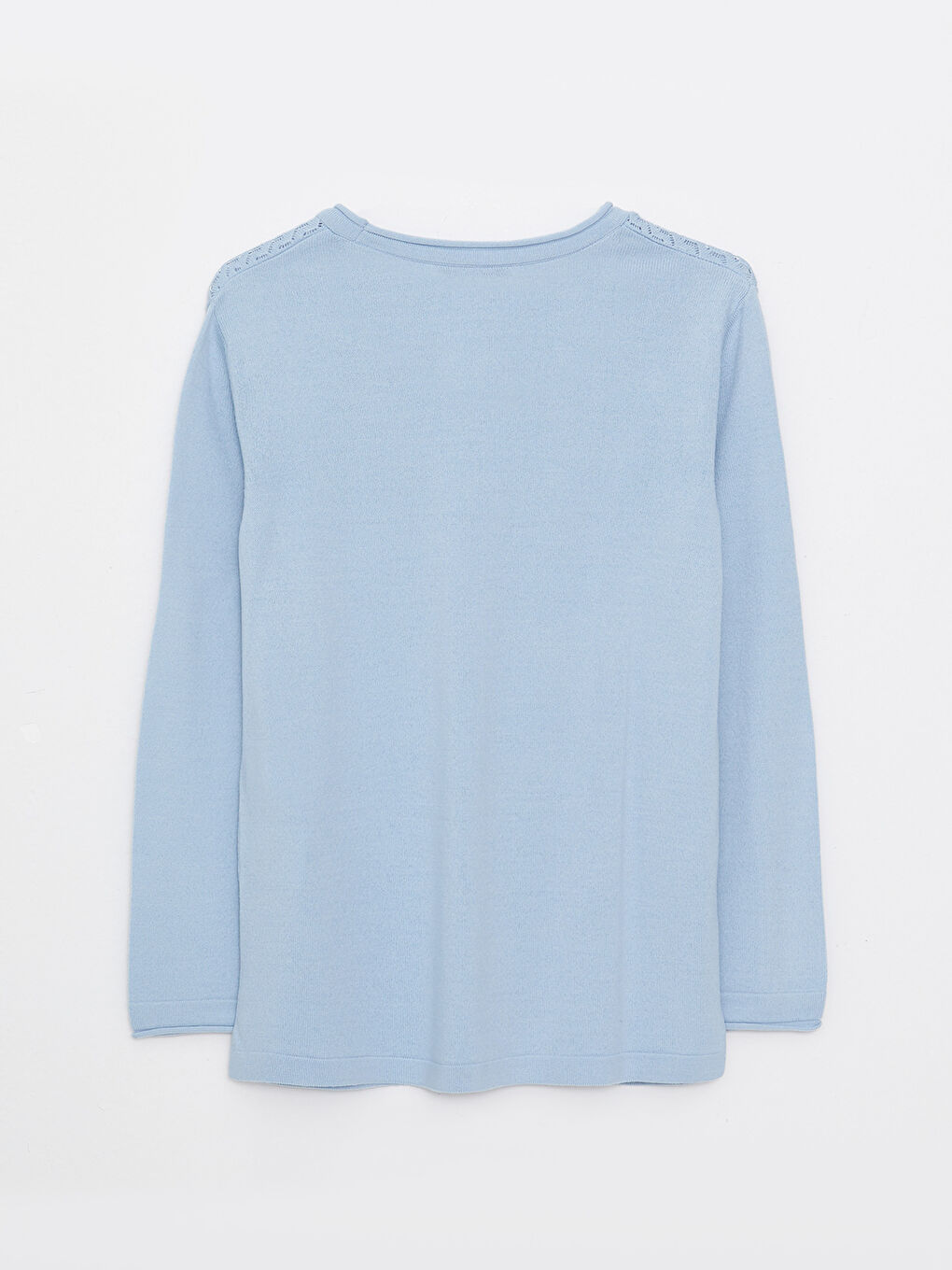 Mavi Bisiklet Yaka Kendinden Desenli Uzun Kollu Kadın Triko Kazak-6