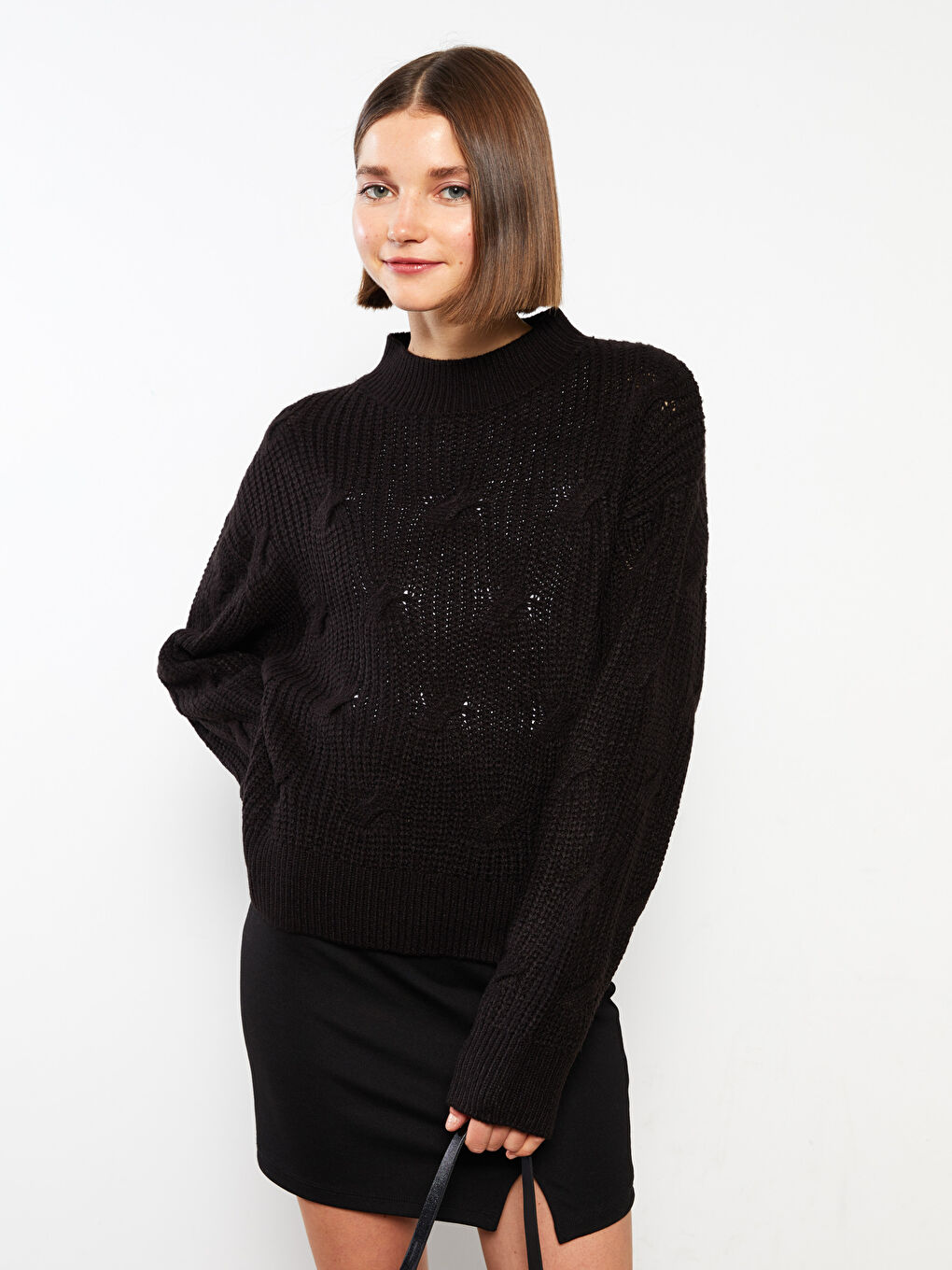 LCW Vision Funnel Neck Patterned Women's Knit Sweater -W27102Z8-CVL