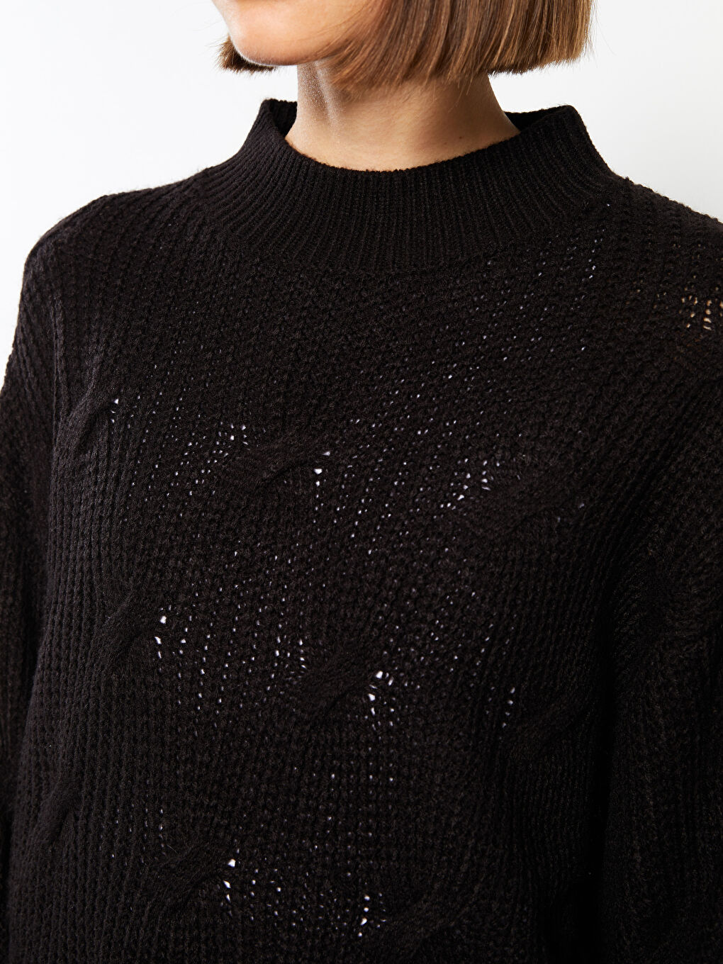 LCW Vision Funnel Neck Patterned Women's Knit Sweater -W27102Z8-CVL