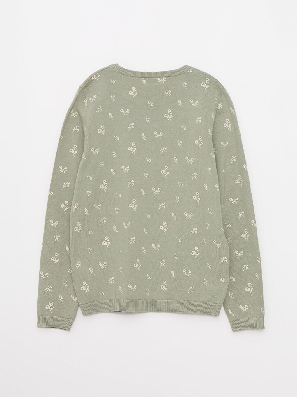 Crew Neck Patterned Long Sleeve Girls' Knitwear Sweater-1