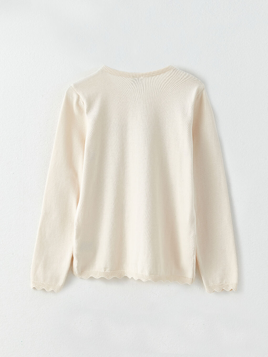 Crew Neck Embroidered Long Sleeve Girls' Knitwear Cardigan-1