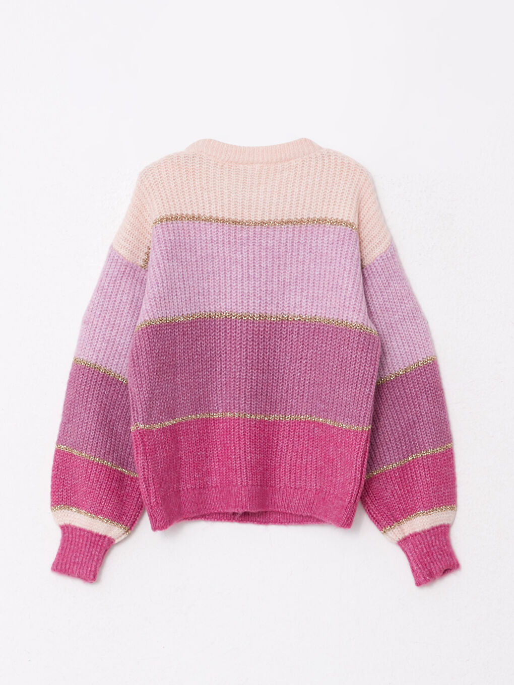 Crew Neck Long Sleeve Girl Tricot Sweater with Color Block-1