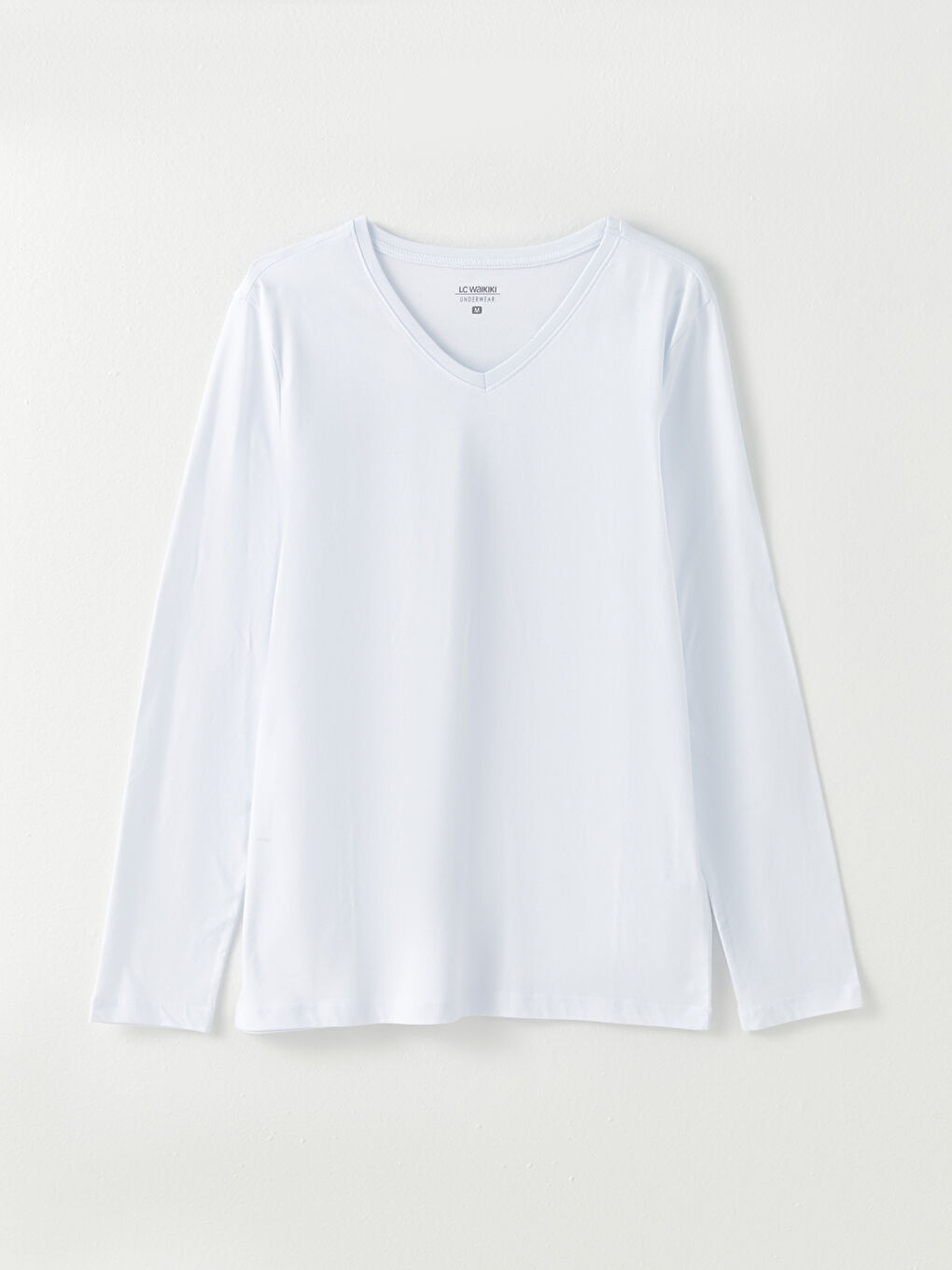 Beyaz V Yaka Uzun Kollu Erkek Atlet-6