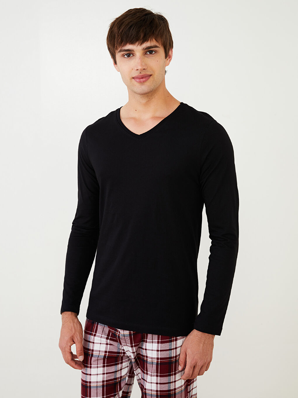 V-Neck Long Sleeve Men's Undershirt-1