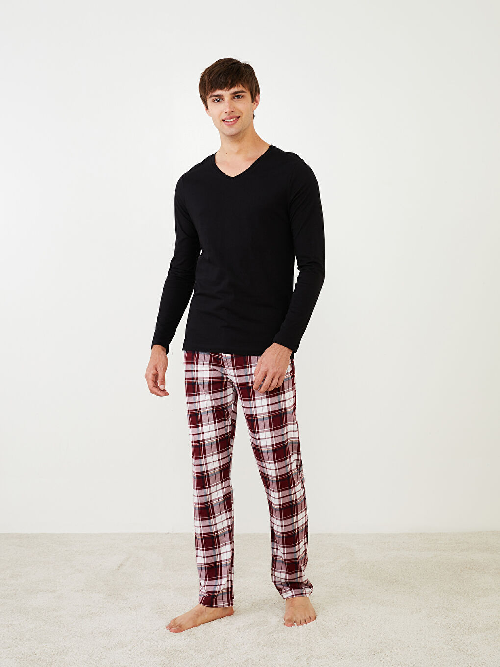 V-Neck Long Sleeve Men's Undershirt-2