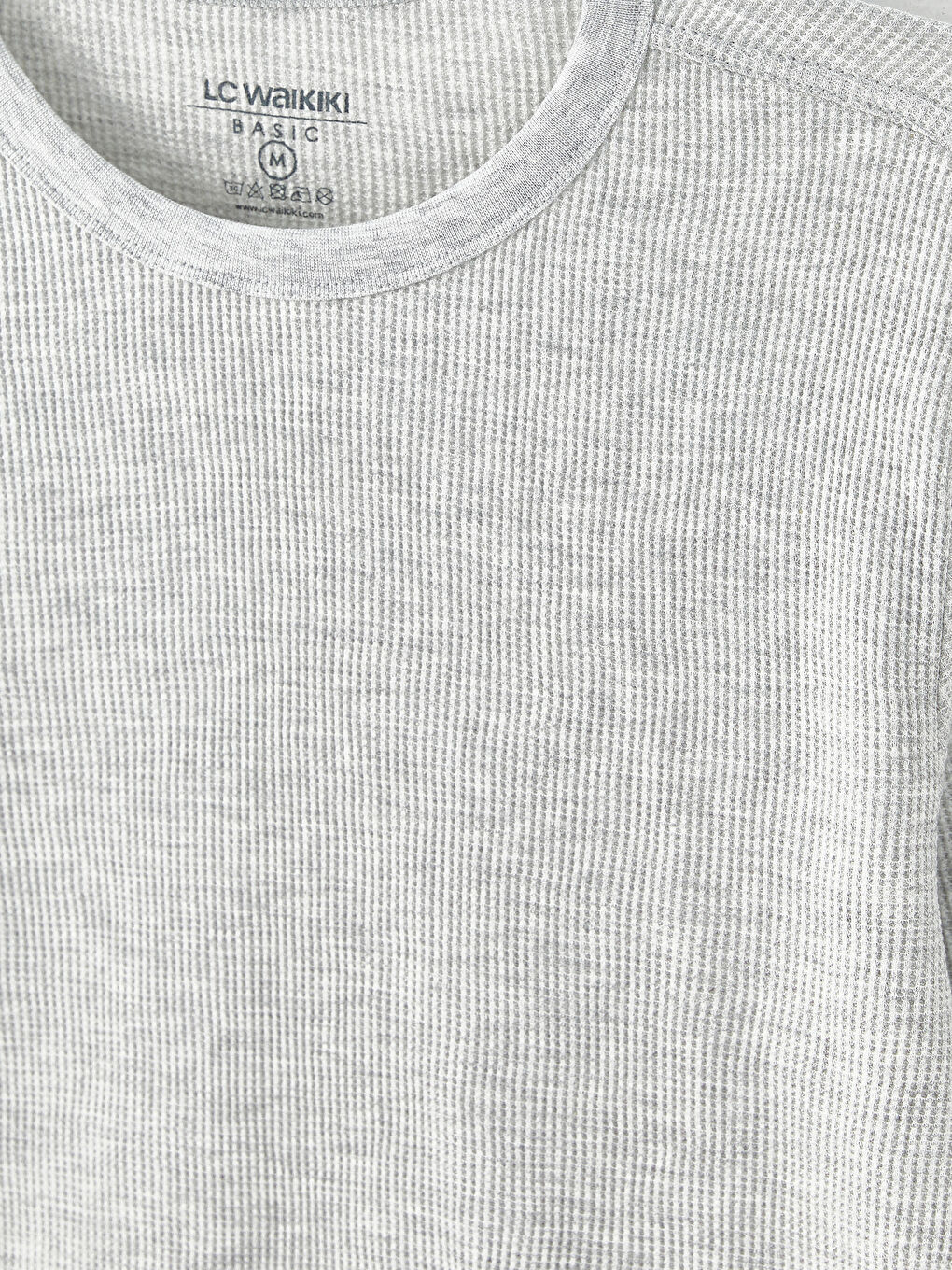 Bej Bisiklet Yaka Uzun Kollu Erkek Tişört-6