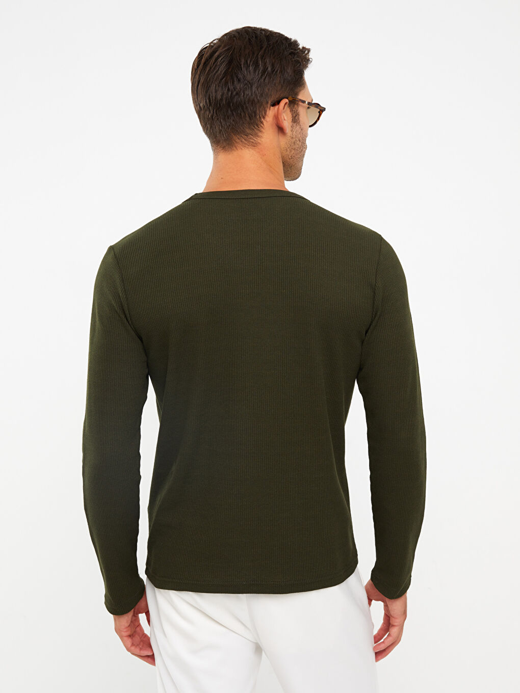 Tricou cu Mânecă Lungă și Guler Rotund pentru Bărbați-4