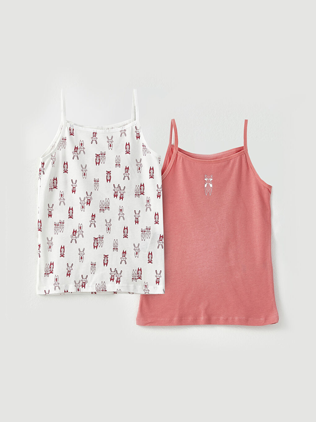 Майка для девочек с квадратным воротником, принтом и ремешками из хлопка, 2 упаковки