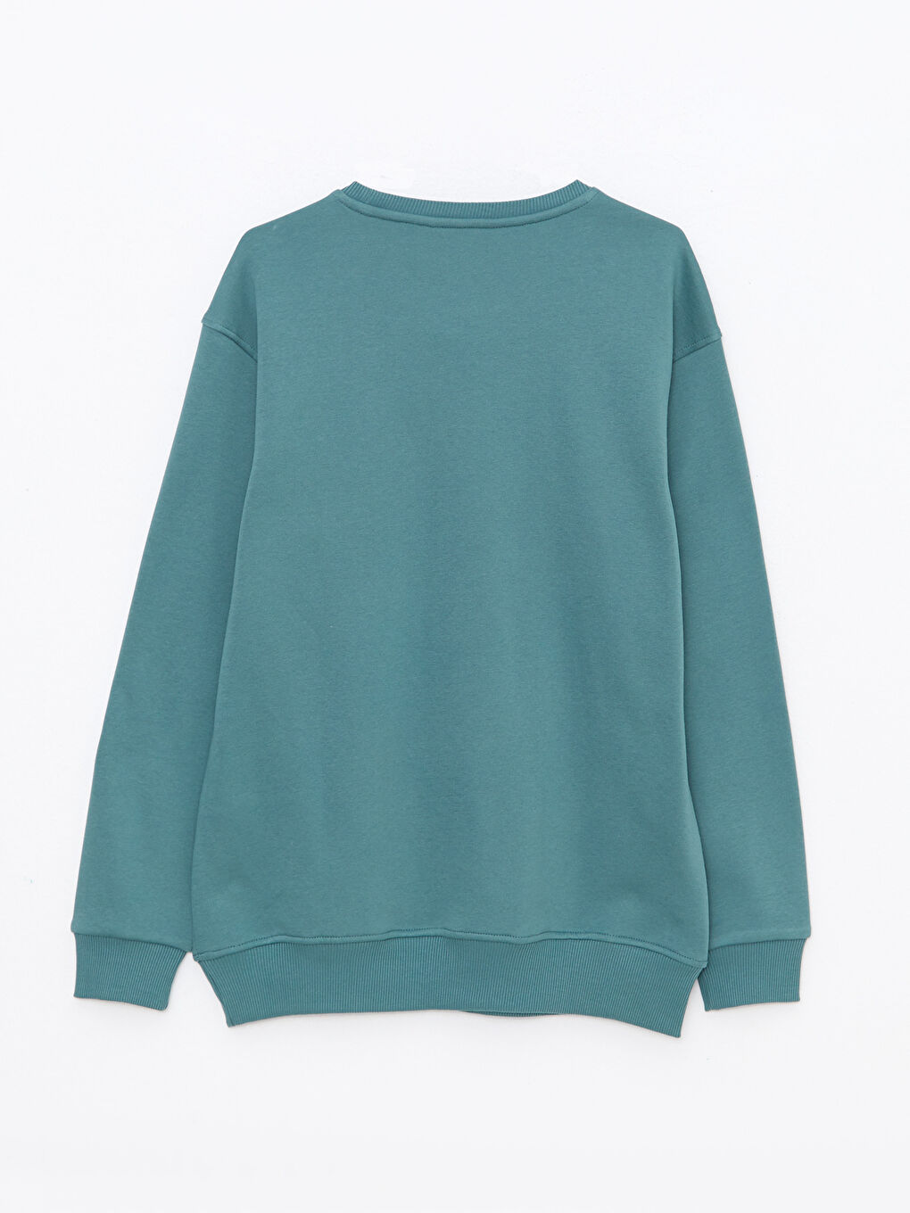 Yeşil Bisiklet Yaka Uzun Kollu Erkek Kalın Sweatshirt-6