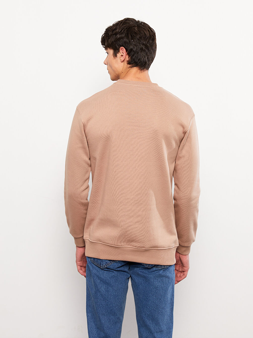 LCW Casual Kahverengi Bisiklet Yaka Uzun Kollu Erkek Kalın Sweatshirt - 4