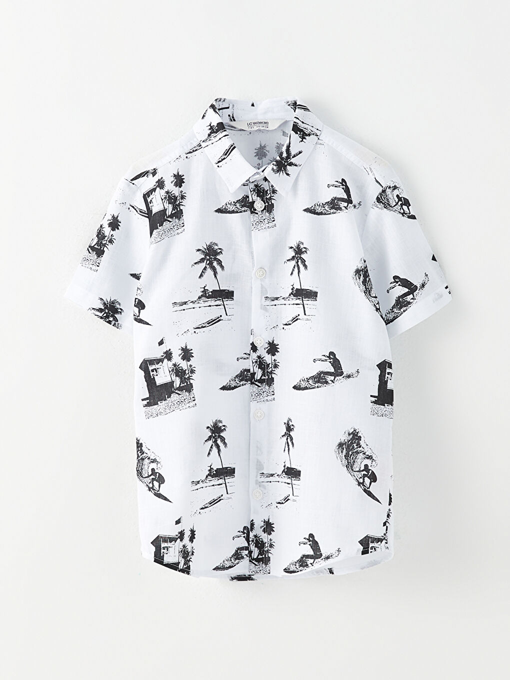 قميص بوبلين كم قصير مطبوع للأولاد